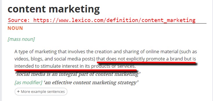 Lexico Content Marketing Definition