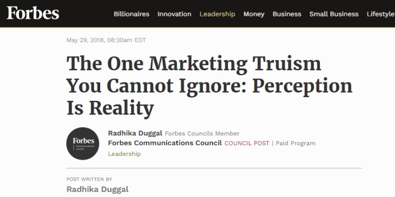 Screenshot: Forbes: The One Marketing Truism You Cannot Ignore: Perception Is Reality