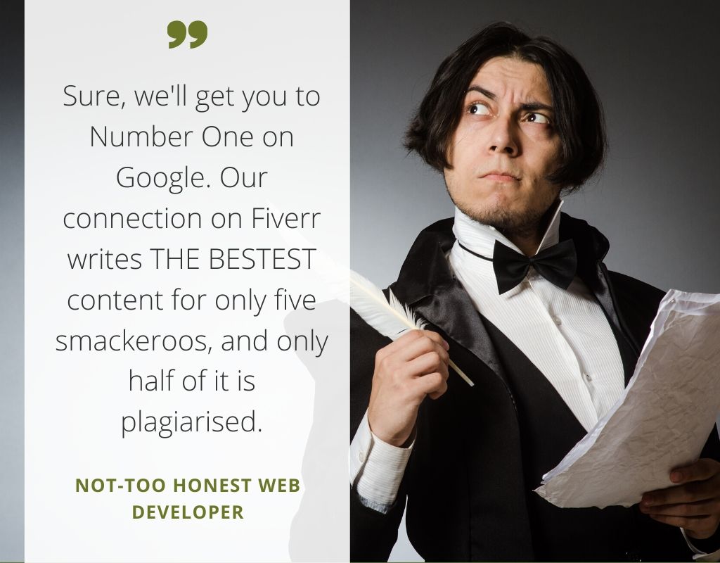 Funny quote about content written on Fiverr