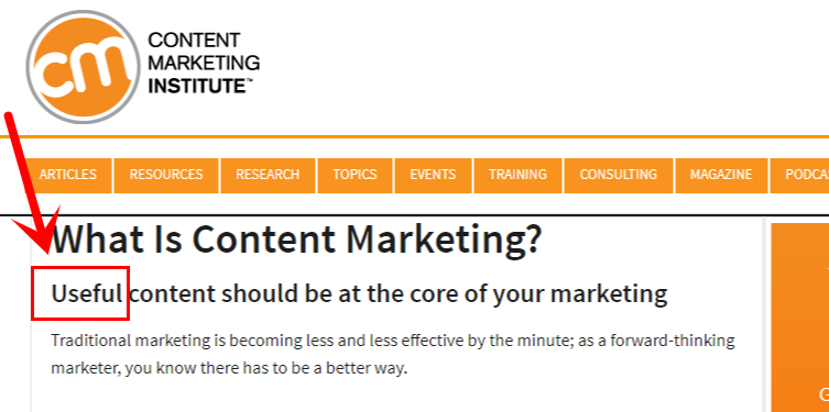 Screnshot: What is Content Marketing? - https://contentmarketinginstitute.com/what-is-content-marketing/